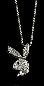 Authentic 2 Ct Round Cut Simulated Diamond Playboy Bunny Pendant In 14K White Gold Plated