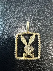Authentic 24k Gold Plated Sterling Silver .925 Playboy 1/2”Bunny Charm Pendant