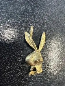 Authentic 24k Gold Plated Sterling Silver .925 Playboy Bunny Charm Pendant Unique Vintage