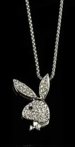Authentic 2.00 Ct Round Cut VVS1 Diamond Playboy Bunny Pendant Chain 14k White Gold Plated
