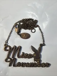 Authentic Vintage Playboy Miss November Necklace Gold Plated Y2K Playmate of the Month