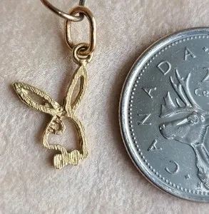 Authentic Playboy Bunny Pendant Gold Plated Charm – Peoples Jewellers Box – No Chain