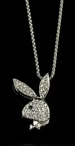 Authentic Real Moissanite 2Ct Round Cut Playboy Bunny Pendant 14K White Gold Plated Chain
