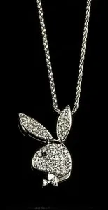 Authentic 2Ct Round Cut Real Moissanite Playboy Bunny Pendant In 14K White Gold Plated