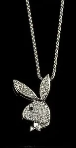 Authentic 2Ct Round Natural Moissanite Playboy Bunny Pendant 14k White Gold Plated Silver
