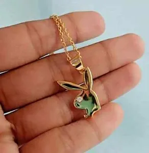 Authentic 0.50 Ct Round Cut Simulated Diamond 14K Yellow Gold Plated Playboy Bunny Pendant
