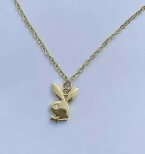 Authentic Playboy Bunny Pendant 0.20 Ct Round Cut Real Moissanite 14K Yellow Gold Plated