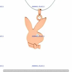 Authentic 1.8MM Moissanite Playboy Shape Inspired Pendant Necklace 14k Rose Gold Plated