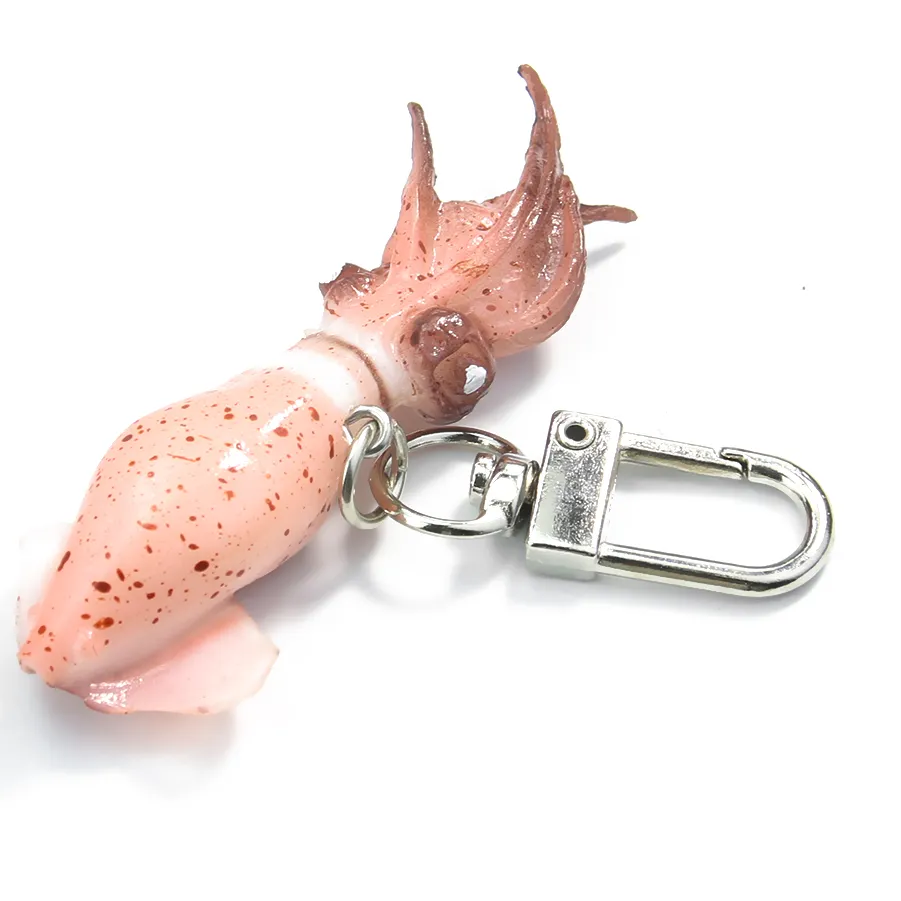 Authentic Squid Cuttlefish Seafood Marine Life Pvc Resin Keychain Animal Friend Pendant Girls Knapsack Purse Jewelry