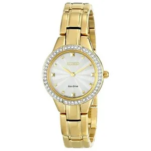 Authentic Celestial Gold‑Plated Silhouette Watch – Solar‑Powered Crystal Elegance