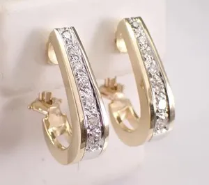 Authentic 14K Yellow Gold Plated 2.Ct Round Cut Real Moissanite Halo Women's Stud Earrings
