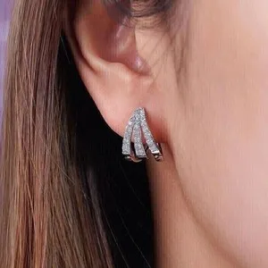 Authentic 1.50 Ct Round Cut Moissanite Women's Huggie Hoop Earrings 14k White Gold Plated