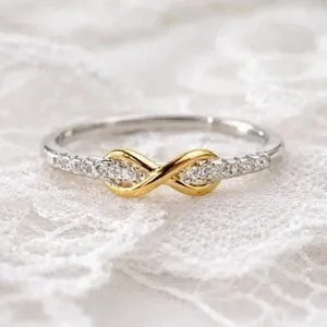 Authentic 1Ct Round Cut Lab Created 14K White Gold Plated Two-Tone Women's Infinity Ring