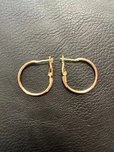 Authentic FUN PAIR GOLD PLATED WOMEN'S MEN'S HOOP EARRINGS 25MM