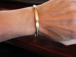 Authentic WOMEN'S GREEK KEY BANGLE BRACELET 18K YELLOW GOLD PLATED