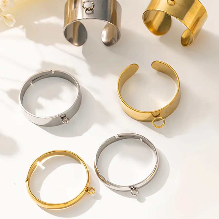 Authentic 5pcs/Lot Gold Color Open Adjustable Rings Base For Men Women DIY Jewelry Making Supplies Findings Accessories