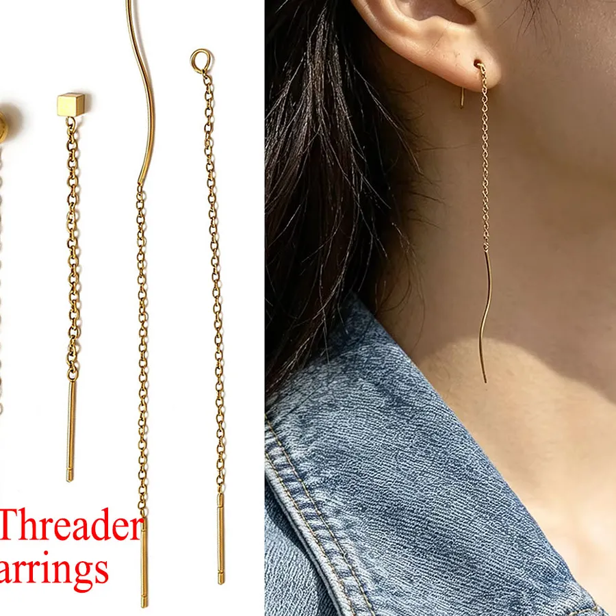 Authentic 10pcs Long Ear Line Earrings Ball Dangle 8/13cm Tassel Chain for DIY Jewelry Accessories Woman Handicraft Making