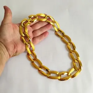 Authentic Signed Napier Gold Plated Curb Link Necklace Texture Chunky Chain Statement 89gr