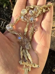 Authentic Trinity of Protection: 3 Strand Faceted Crystal Beads in Brutalist Gold Plating