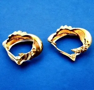 Authentic St. John Designer Vintage Earrings Clip-On Gold Plated Raised Texture Signed