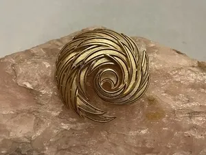 Authentic Vintage Crown Trifari, MCM, Gold Plated, Mixed Texture Swirling Brooch