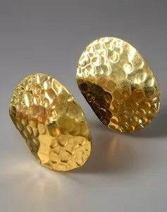 Authentic vintage Monet Designer Hammered Gold-Plated Earrings with Moon Surface Texture