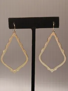 Authentic Kendra Scott Sophee Gold Plated Texture Rim Teardrop Hoop Hole Dangle Earring