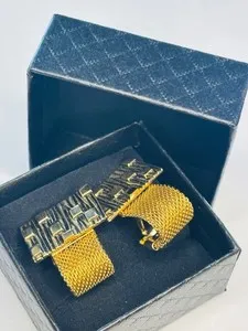 Authentic Vintage Anson Rectangular Bark Square Texture Gold Plated Wrap Around Cuff Links