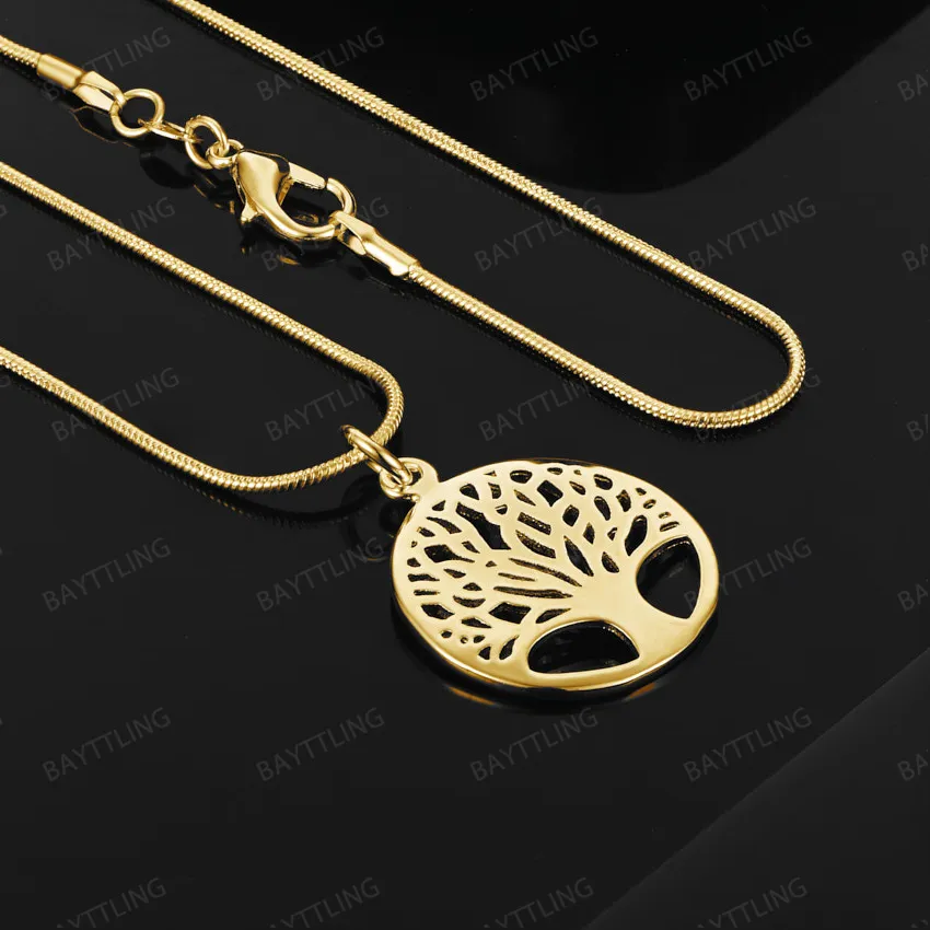Authentic 925 Sterling Silver 18K Gold 16-30 Inch Delicate Tree Pendant Necklace for Women, Wedding Accessory Jewelry
