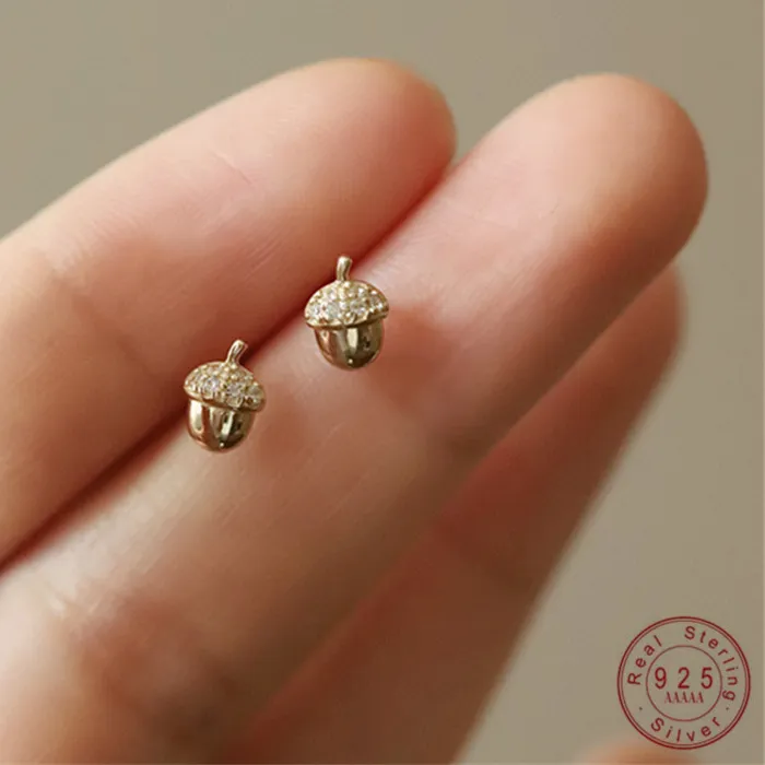 Authentic Acorn Of The Ancient Grove Gold- Plated Zircon Talisman Earrings