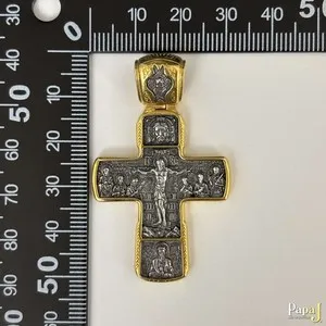 Authentic The Golden Path: Sanctified Sterling Silver Orthodox Cross