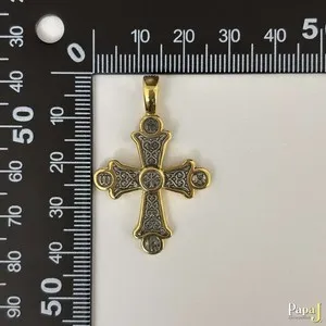 Authentic Byzantine Aegis: 24K Gold-Plated Sterling Silver Cross of Divine Protection