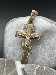 Authentic Celestial Orthodox Sanctum - Sacred 925 Silver Gold-Plated Guardian Cross