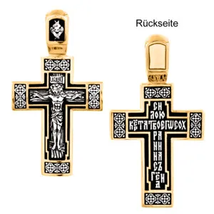 Authentic Russian Orthodox cross Pendant 925er Silver Gold Plated Symbol Jewellery