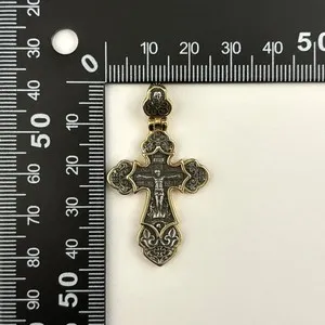 Authentic The Golden Radiance of Devotion: Sterling Silver Orthodox Cross Pendant