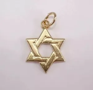 Authentic Vintage Orthodox Star Of David Charm Pendant 14K Yellow Gold Plated 18Inch Chain