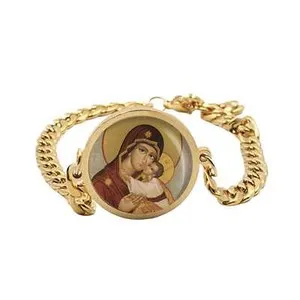 Authentic Lady Theotokos Mother Of God Orthodox Icon Bracelet Gold or
