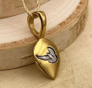 Authentic 925 Sterling Silver 999 Gold Plated Heavenly Bird Pendant Orthodox Suspension