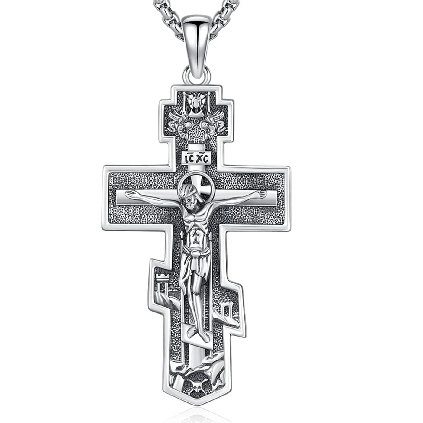 Authentic Orthodox Cross Necklace 925 Sterling Silver Orthodox Cross Pendant Protection Amulet Jewelry Christmas