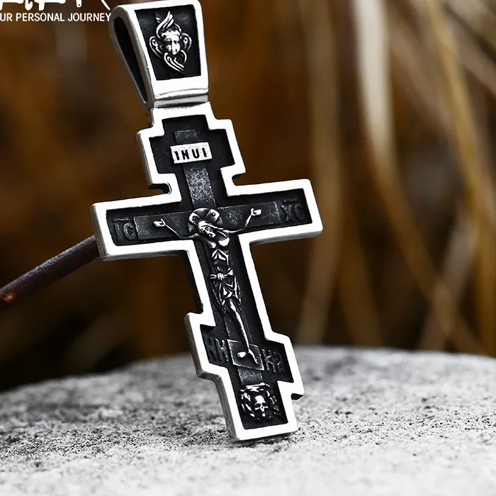 Authentic BEIER Men's Christian Christ Jesus Pendant Eastern Orthodox Cross Pendant Chain Necklace Jewelry BP8-728