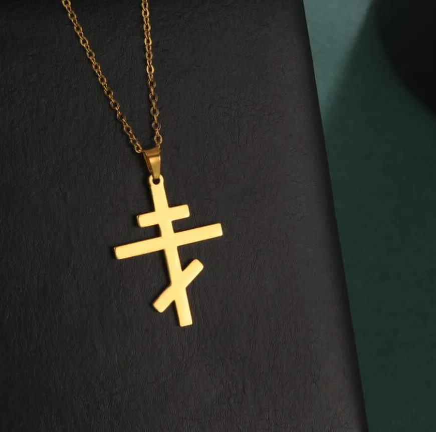 Authentic 1PC Orthodox Church Cross Pendant Necklaces Russia Ukraine Religious Necklace For Women/Men Jewelry F1352