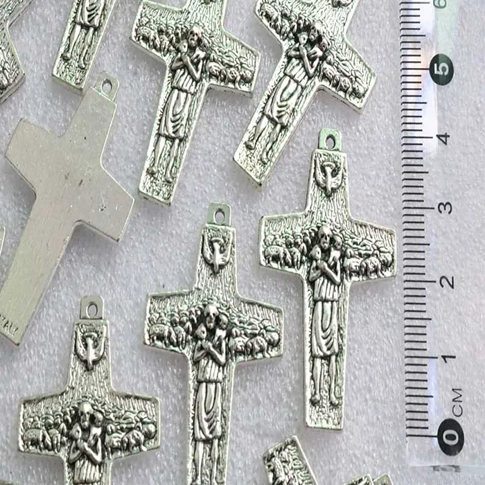 Authentic 60 pieces / Orthodox Church retro cross hole pendant, Christian Pope icon metal handmade necklace cross jewelry pendant