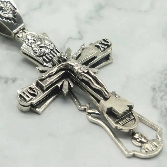 Authentic Buy 4 Get 1 Free 16g Big Orthodox Cross Silver Pendant for men is crafted in precious metal to embody the solemnity of faith