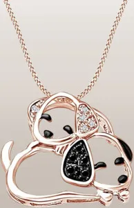 Authentic Canine Guardian - The Enchanted Rose Gold-Plated Diamond Dog Pendant