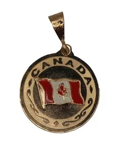Authentic Canada Flag Pendant with 22 inch Chain 18k Gold Plated - Canada Flag Necklace