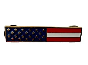 Authentic USA Pin Rectangle VHB Gold Plated 1 3/4 x 1/2 Flag Brooch Vintage Lapel