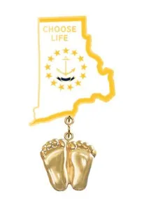 Authentic Precious Feet, 14K Gold Plated, Rhode Island Flag Jewelry, Lapel Pin