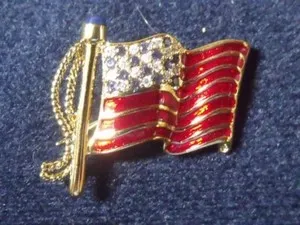Authentic USA American Flag Enamel Rhinestone Gold Plated Pin Brooch FREE SHIPPING