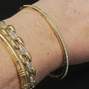 Authentic Authentic Michael Kors Pave Crystal Heavy Gold Plated Hinged Bangle Bracelet