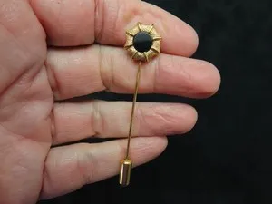 Authentic Authentic Gold Plated 1970's Onyx Stick Pin